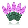 Queens Of Christmas 35 Count C6 Pink Decorative LED Light on Green Wire 4 in. Spacing, 35PK S-35C6PI-4G